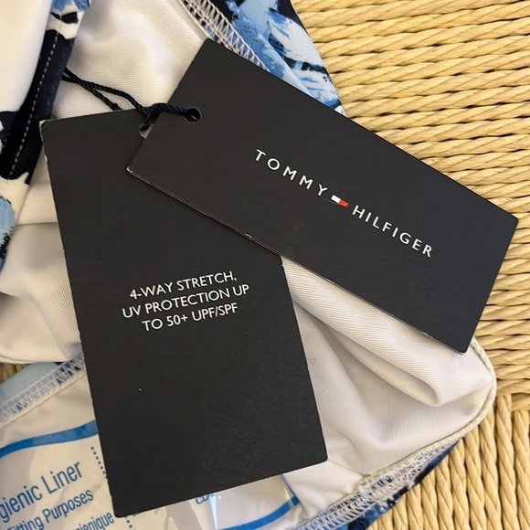 TOMMY HILFIGER Floral Mesh High-Rise Bikini Bottom Blue/White XS NWT - Picture 7 of 11